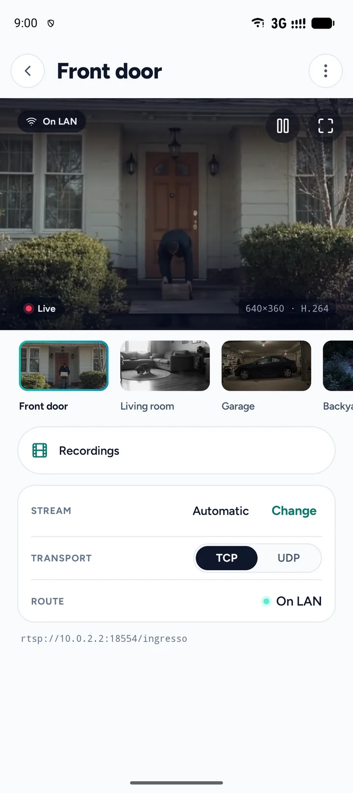 A live stream, straight from the camera on your Wi-Fi, and the other cameras one tap away
